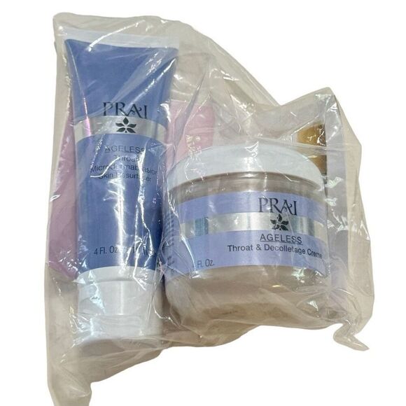 PRAI Ageless Throat Decolletage Creme 4 oz & Throat Microdermabrasion Crème 4 oz - Picture 1 of 9